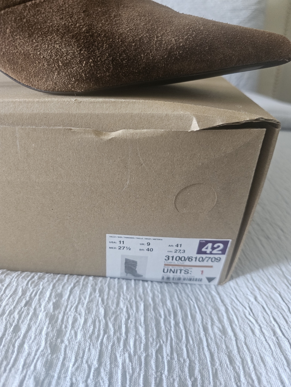 Brown Suede Slouchy Kitten Heel Boots - Picture 10 of 11